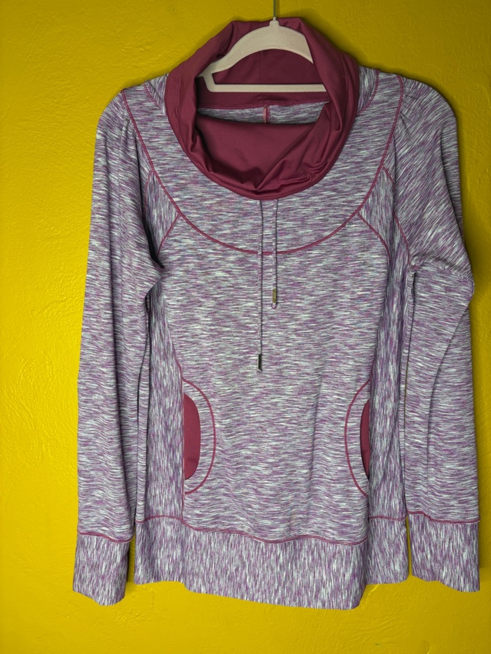prAna Ember Purple Cowl Neck Pullover Athleisure Top Size M